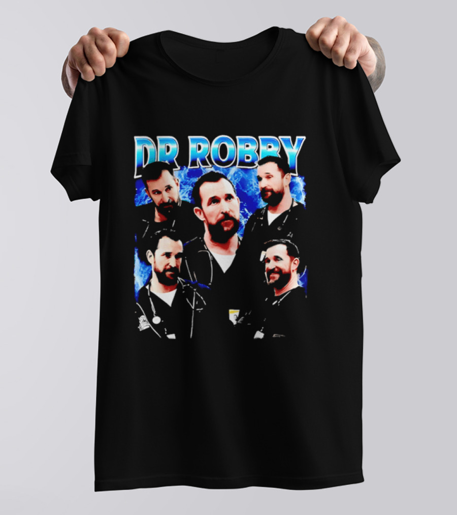 Dr Robby Bearded Male Doctor Scrubs Stethoscope Photo Collage T-Shirt