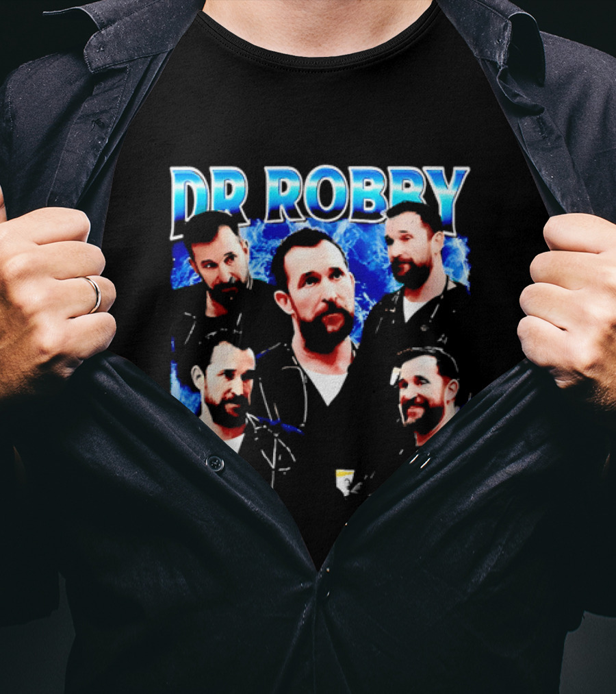 Dr Robby Bearded Male Doctor Scrubs Stethoscope Photo Collage T-Shirt