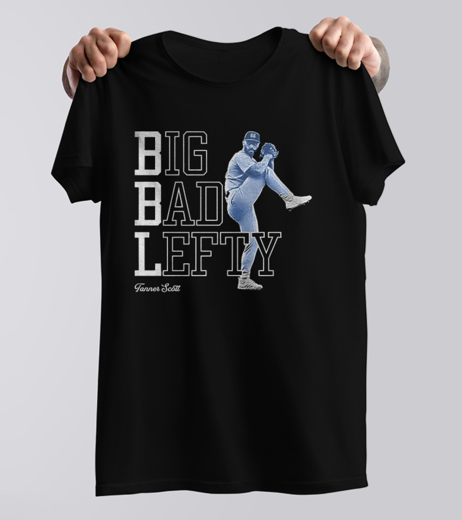 Miguel Rojas Wearing Tanner Scott Big Bad Lefty 66 T-Shirt