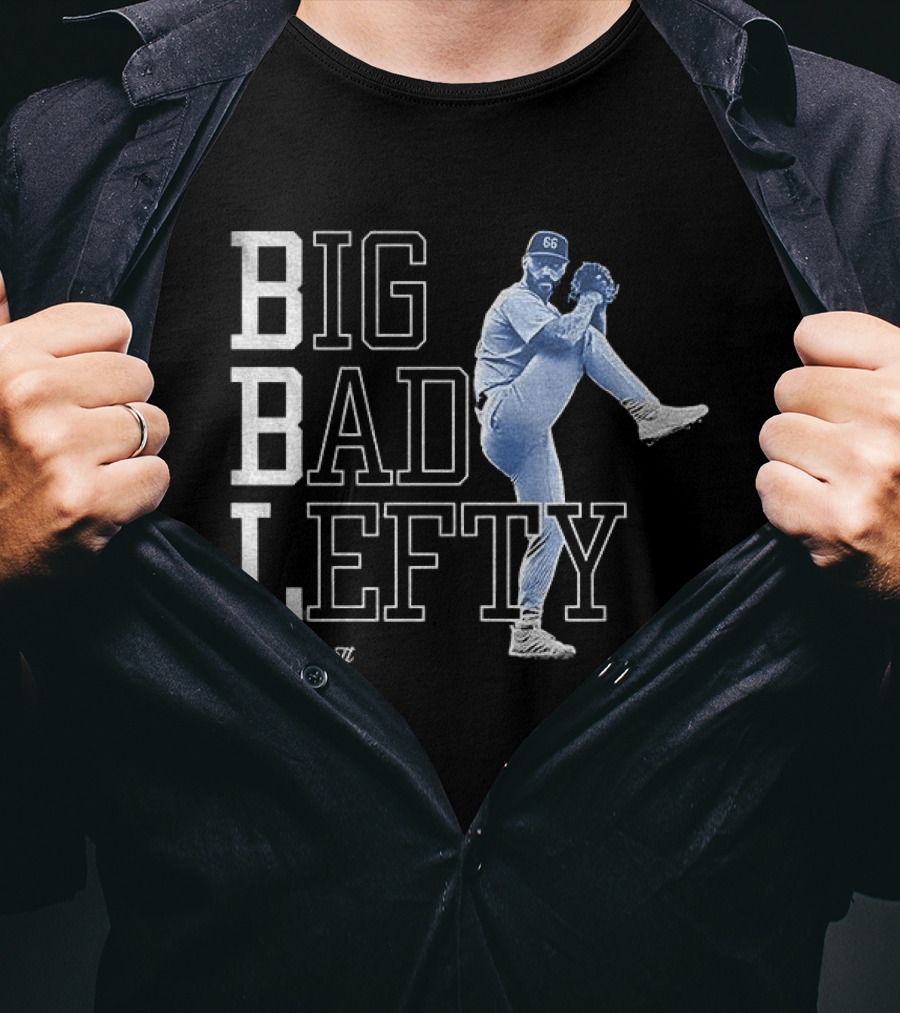 Miguel Rojas Wearing Tanner Scott Big Bad Lefty 66 T-Shirt