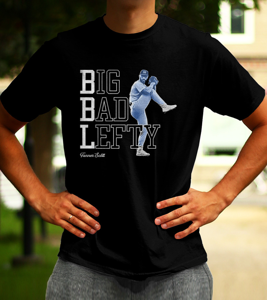 Miguel Rojas Wearing Tanner Scott Big Bad Lefty 66 T-Shirt