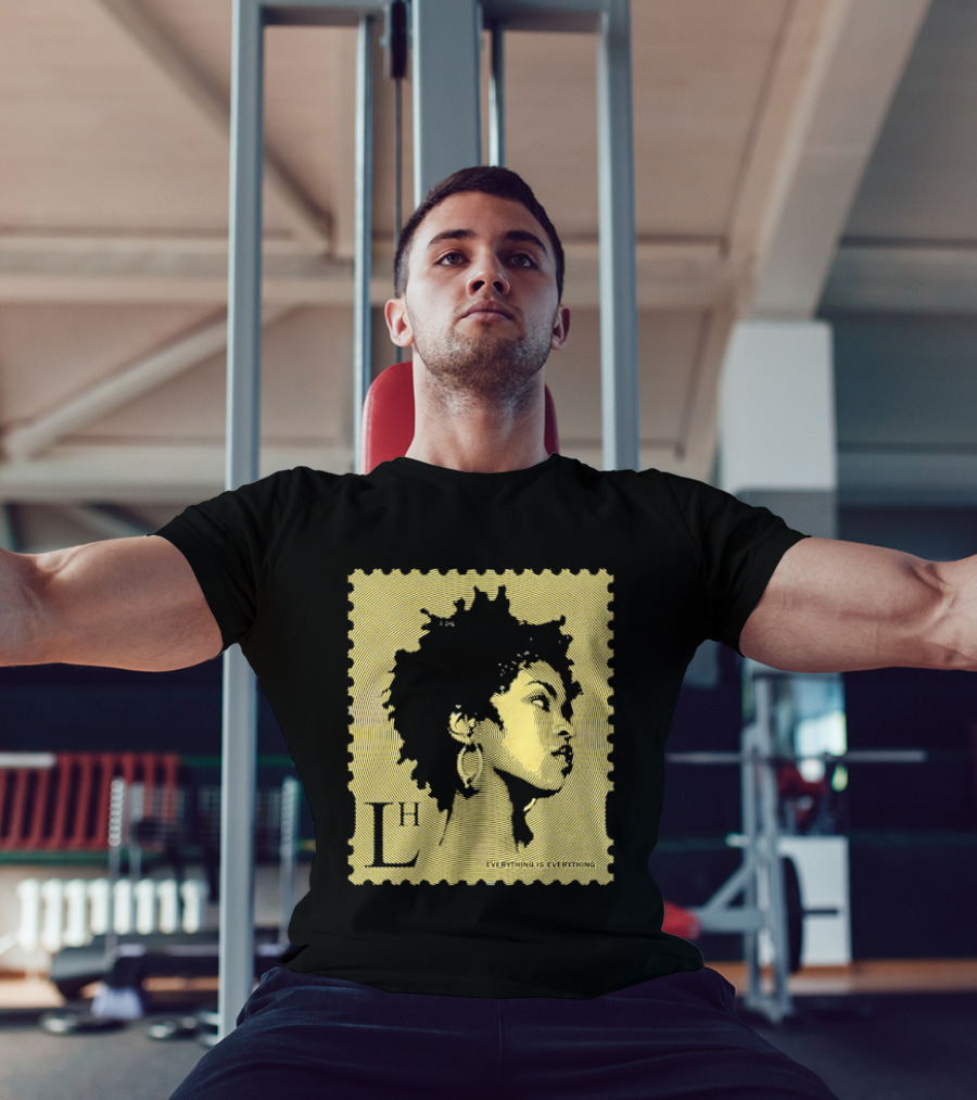 Everything Is Lh Gold Line Afro Woman Stamp T-Shirt