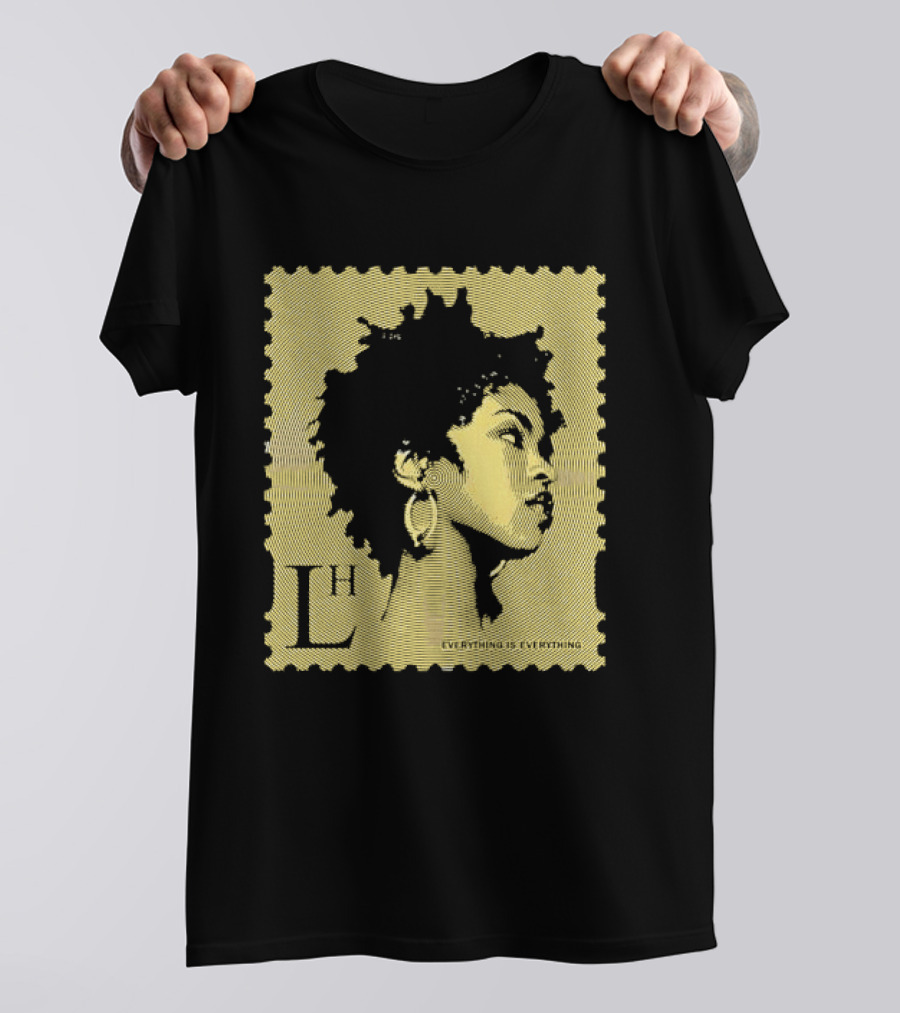 Everything Is Lh Gold Line Afro Woman Stamp T-Shirt