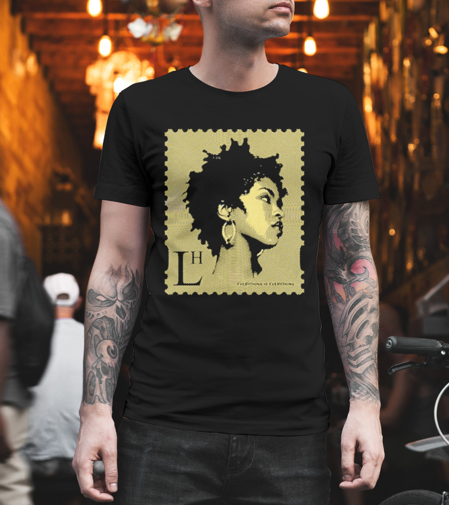 Everything Is Lh Gold Line Afro Woman Stamp T-Shirt