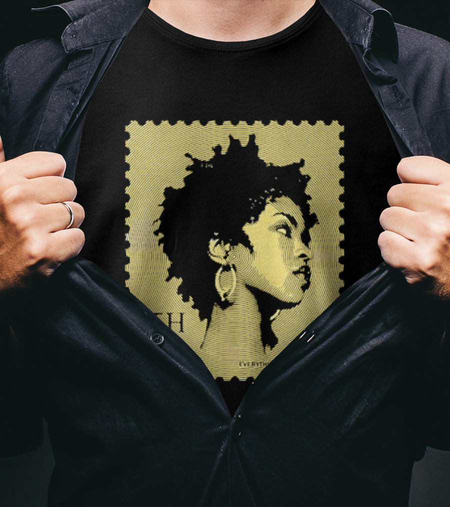 Everything Is Lh Gold Line Afro Woman Stamp T-Shirt
