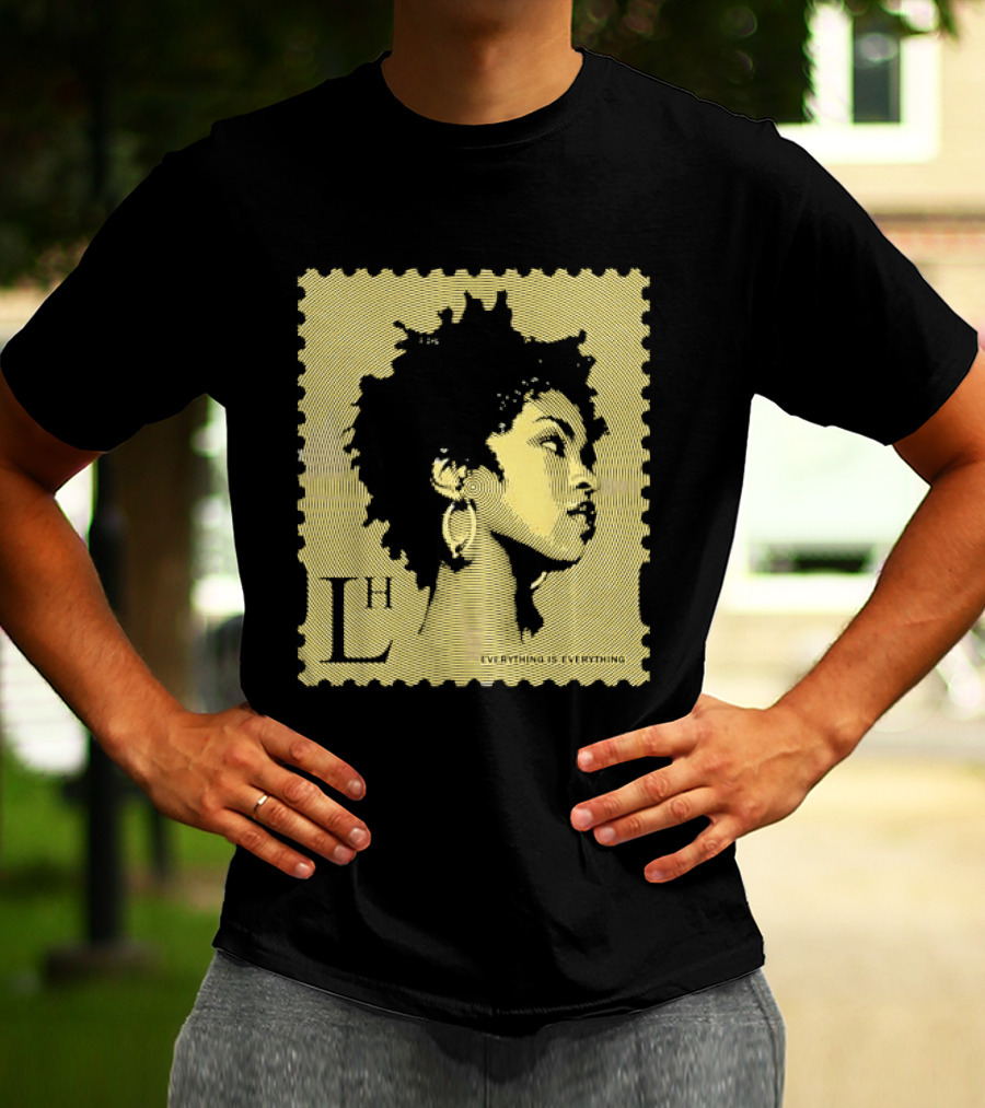 Everything Is Lh Gold Line Afro Woman Stamp T-Shirt