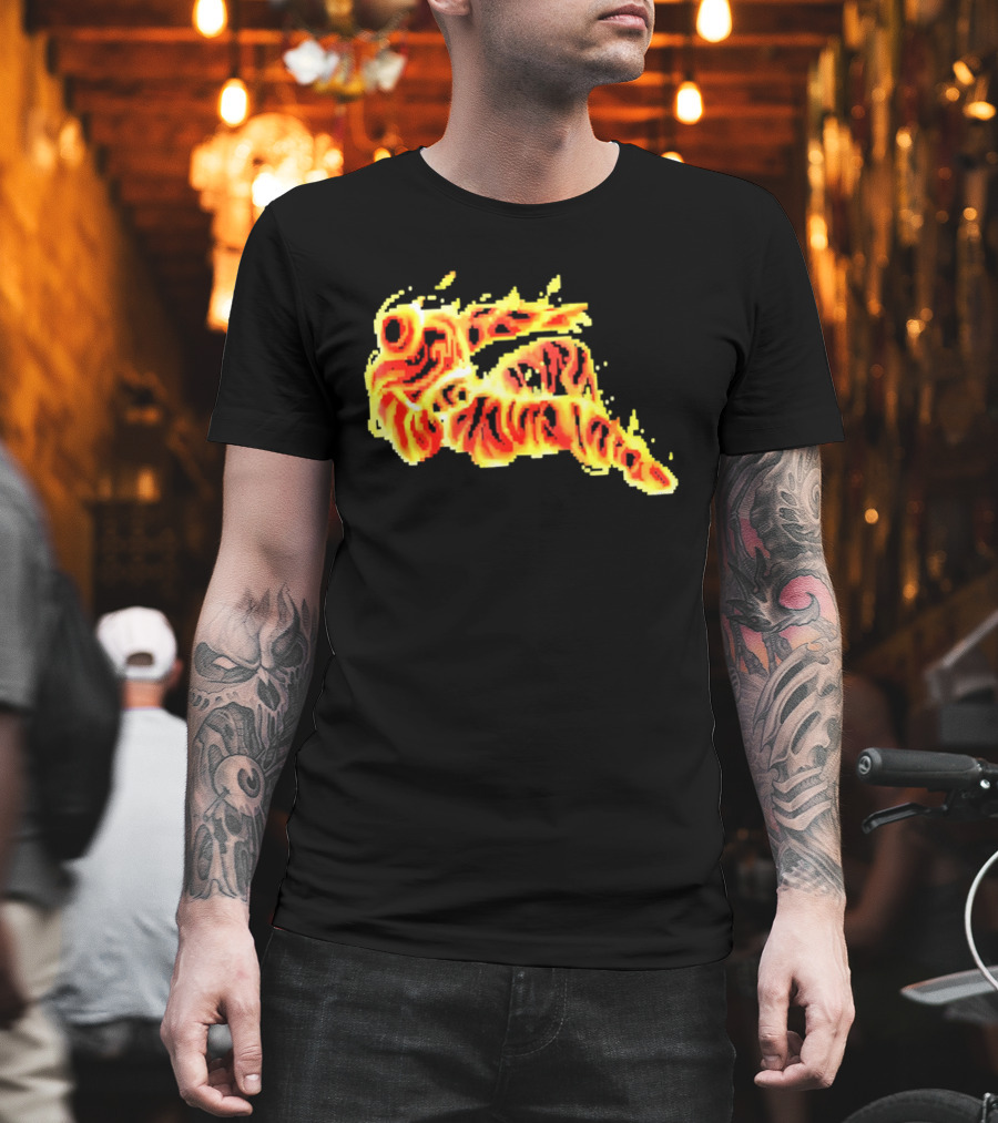 Fiery Waves Of Burning Flame Blaze In Yellow Orange Red Hues T-Shirt