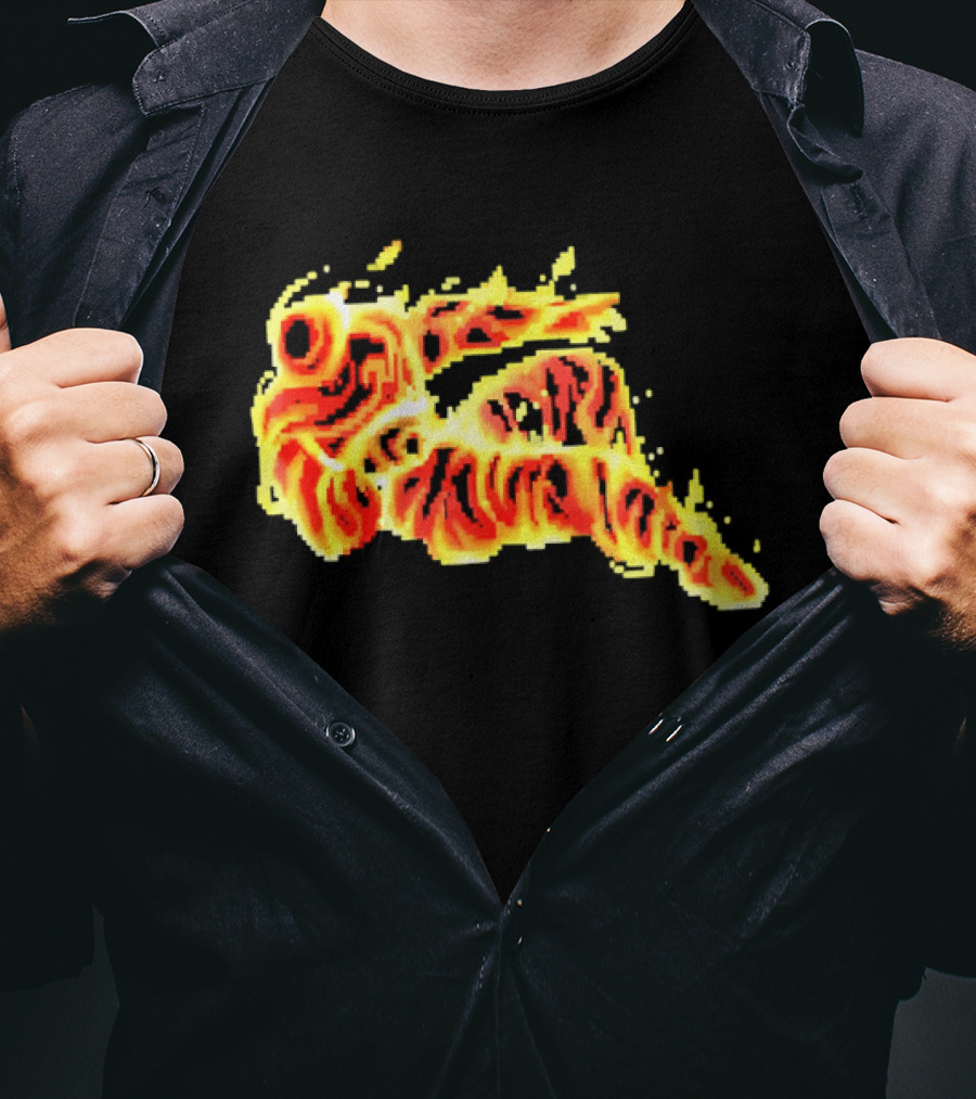 Fiery Waves Of Burning Flame Blaze In Yellow Orange Red Hues T-Shirt