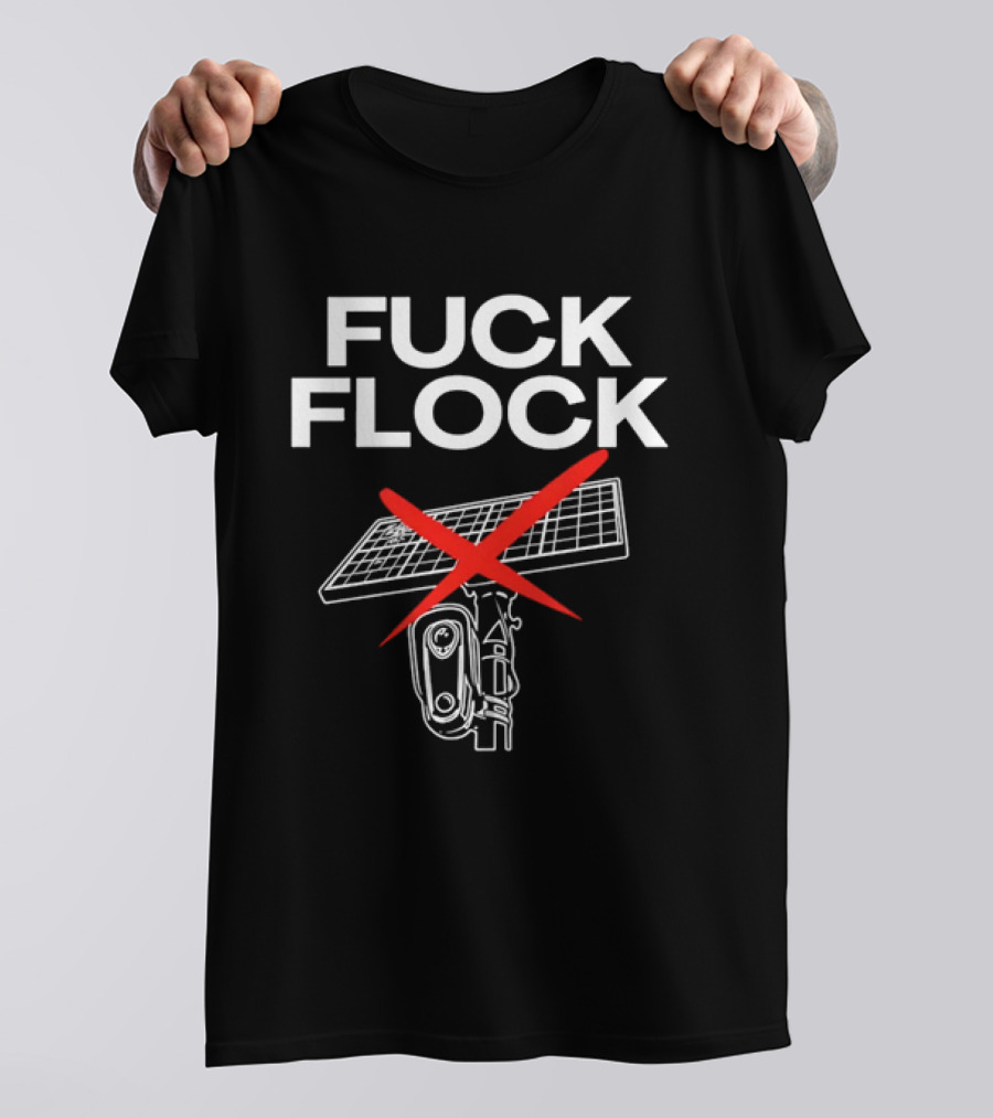 Fuck Flock Surveillance Camera Solar Panel Red X T-Shirt