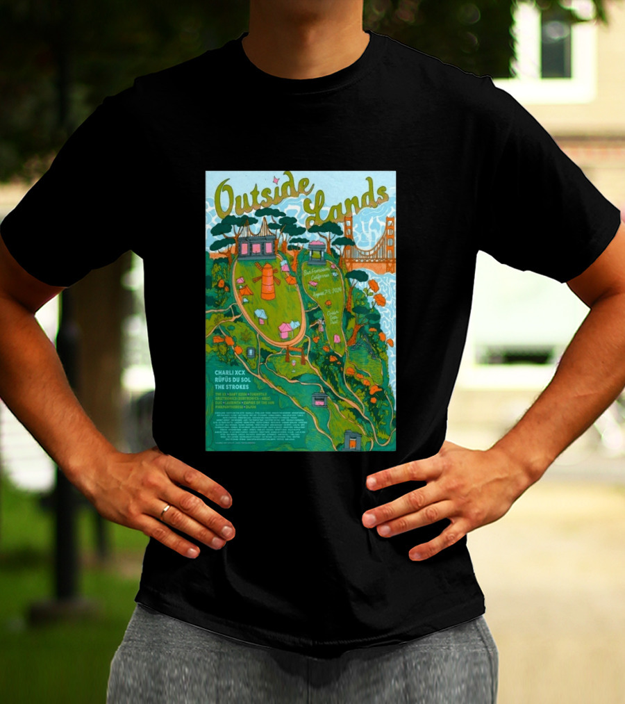 Outside Lands San Francisco August 7 9 2026 Golden Gate Park Charli XCX Rufus Du Sol The Strokes T-Shirt