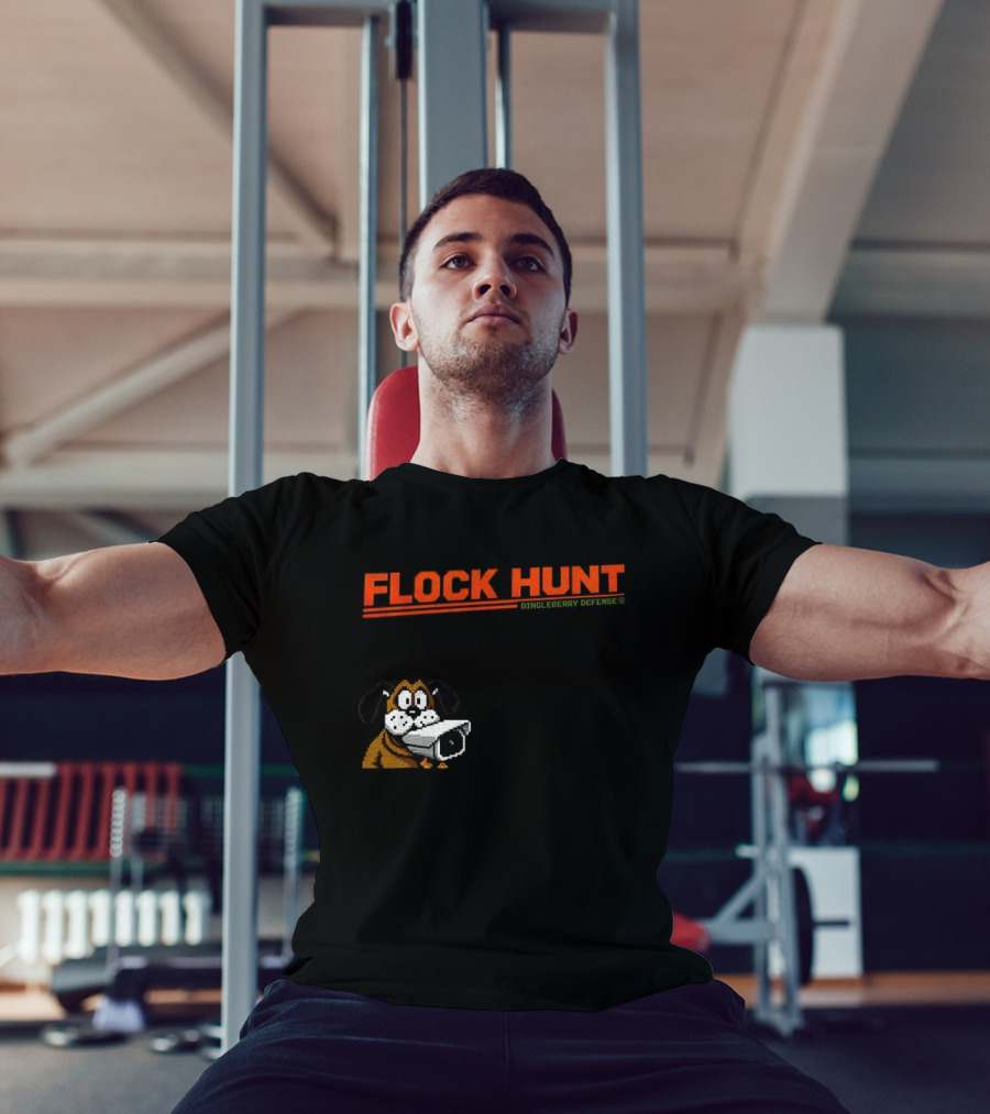 Flock Hunt Pixelated Canine Dingleberry Defense Security Camera T-Shirt