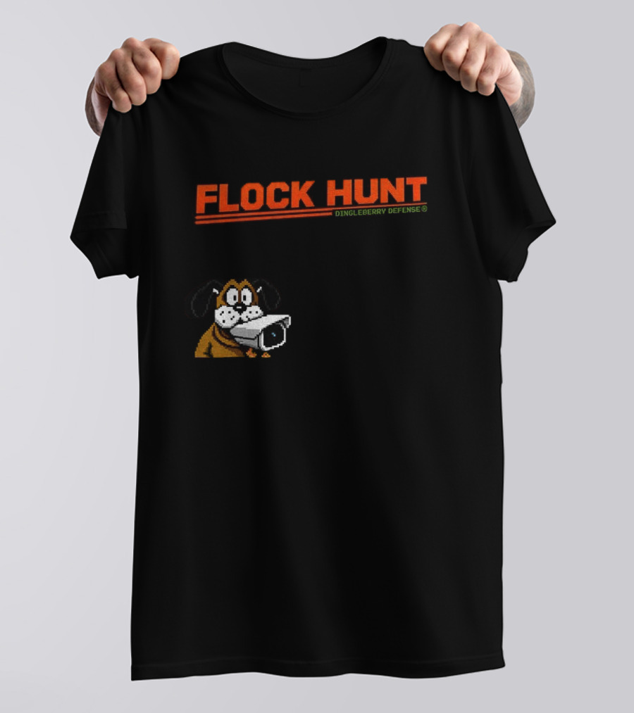 Flock Hunt Pixelated Canine Dingleberry Defense Security Camera T-Shirt