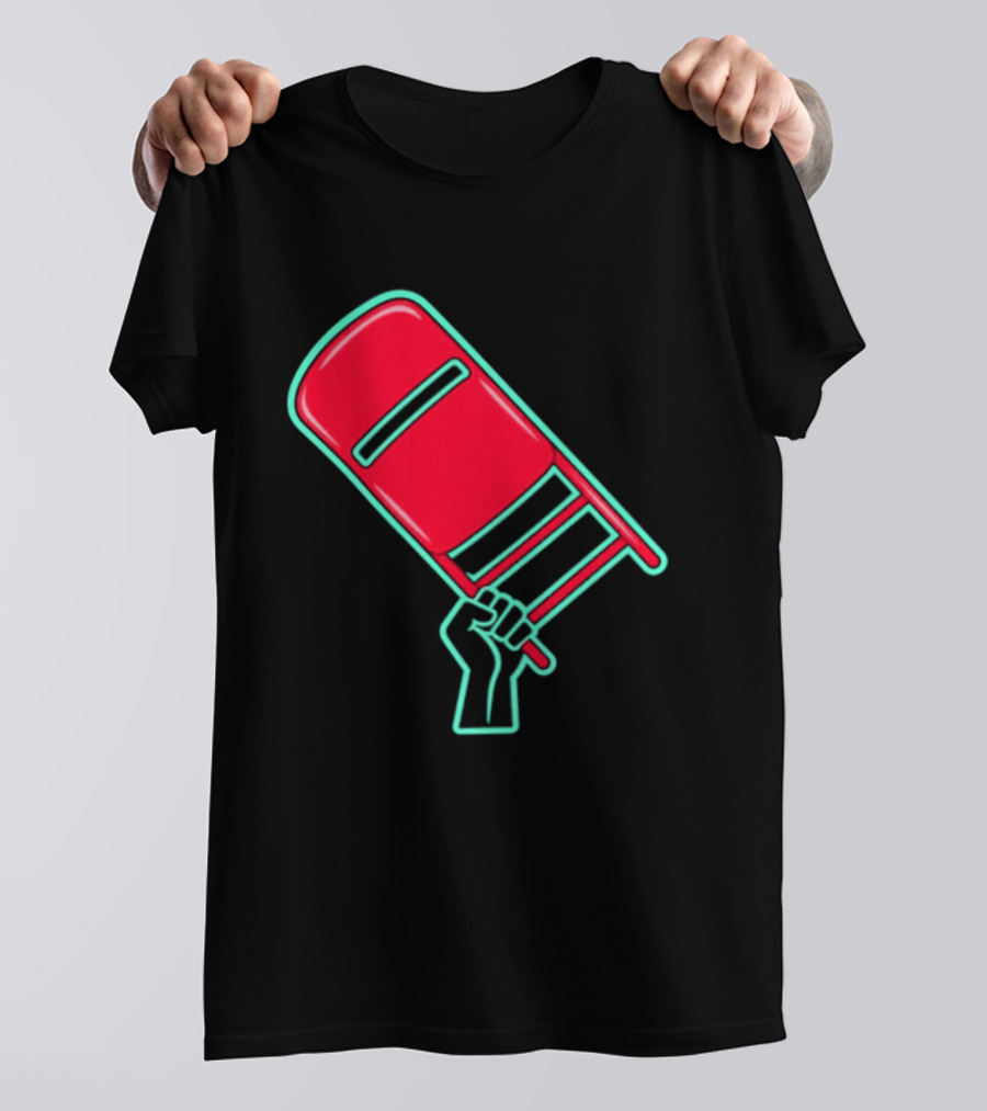 Rebellious Raised Fist Holding Red Chair Protest T-Shirt