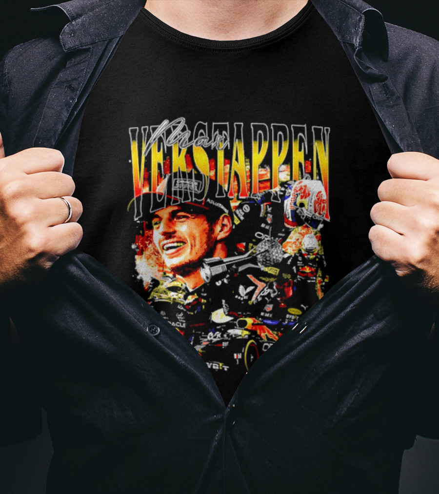 Max Verstappen Red Bull Racing F1 Driver Trophy Car Photo Collage T-Shirt