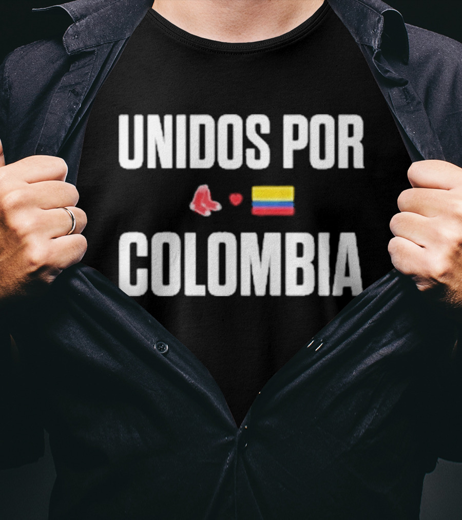 Unidos Por Colombia Red Sox Flag Baseball Collaboration T-Shirt