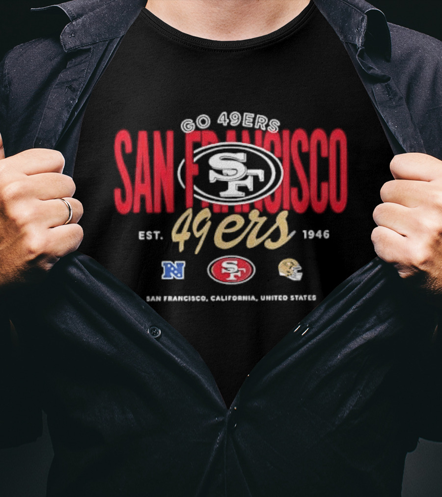 San Francisco 49ers Go 49ers Est 1946 California Nfc Oval Helmet Team T-Shirt