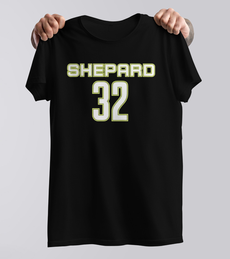 Shepard 32 Lime Green Athletic Block Lettering Jersey T-Shirt