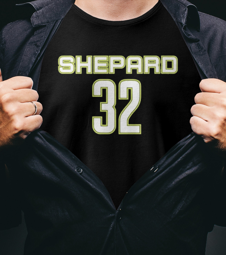 Shepard 32 Lime Green Athletic Block Lettering Jersey T-Shirt