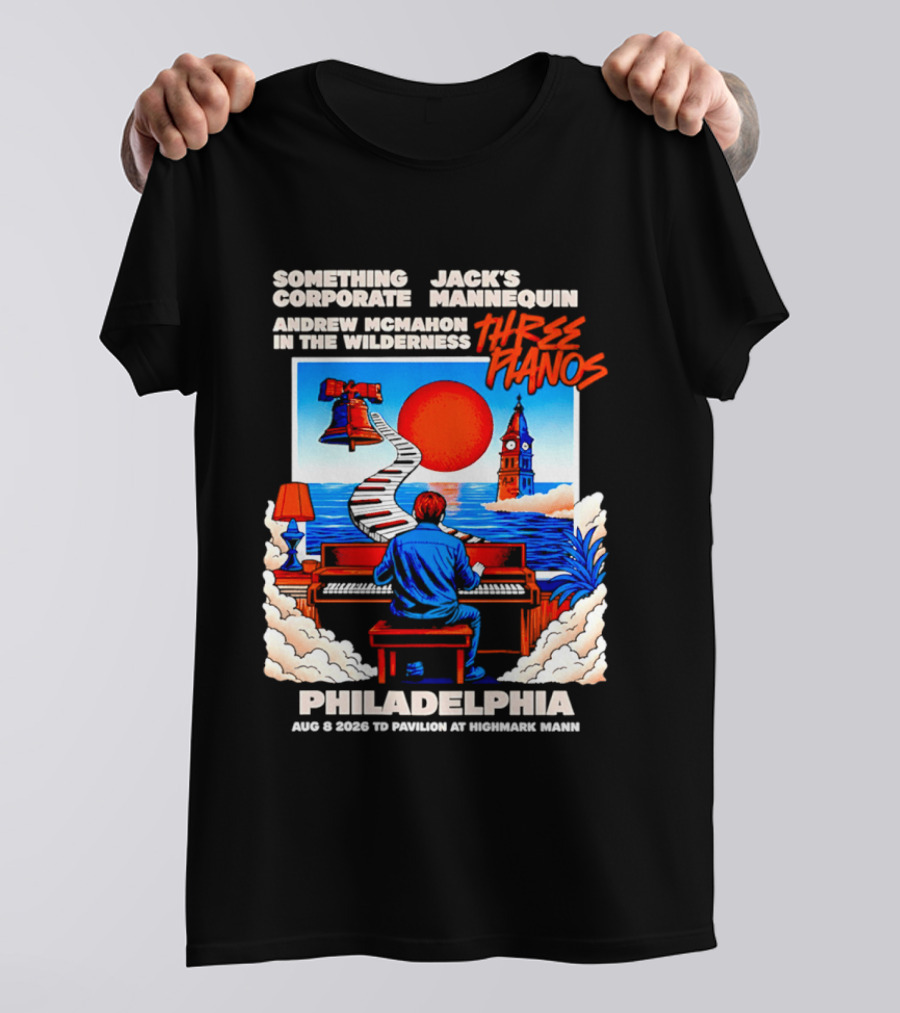 Something Corporate Jack's Mannequin Andrew McMahon Three Pianos Philadelphia Aug 08 2026 T-Shirt