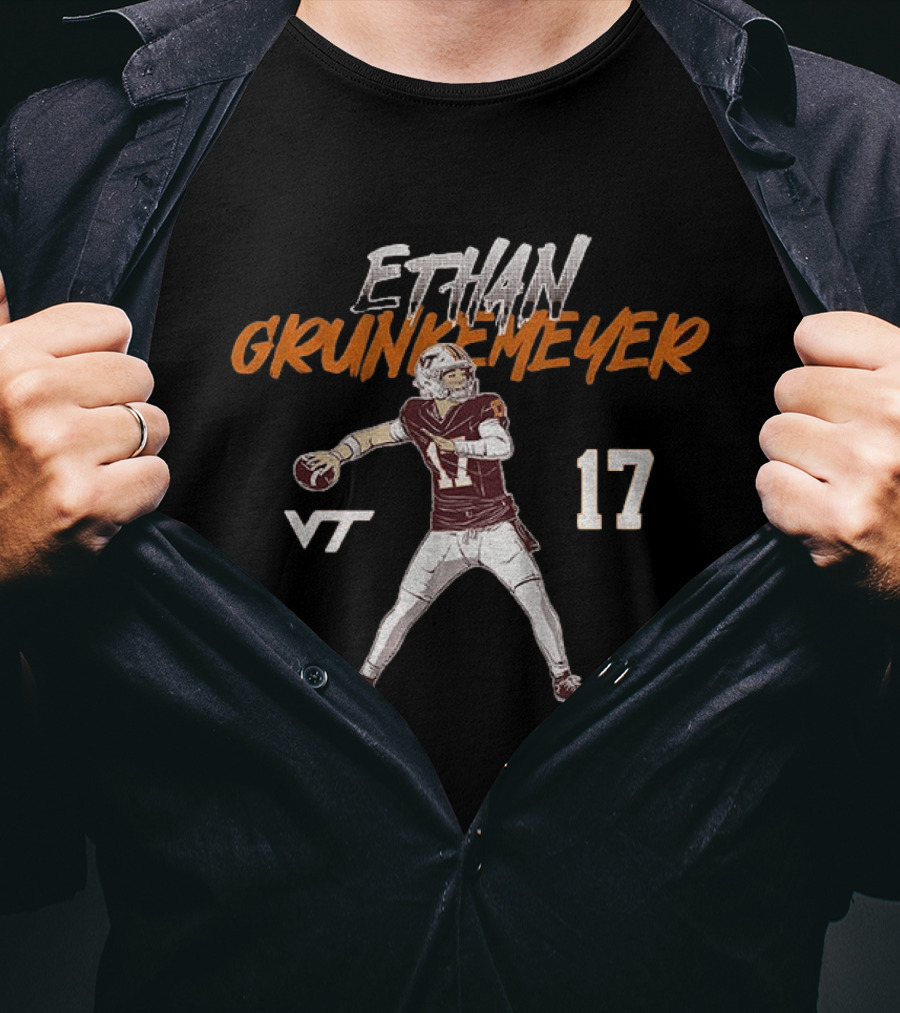 Ethan Grunkemeyer Virginia Tech Football VT 17 T-Shirt