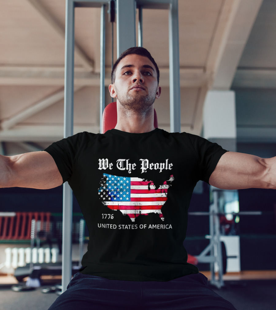 We The People 1776 Distressed USA Map Flag United States Of America T-Shirt