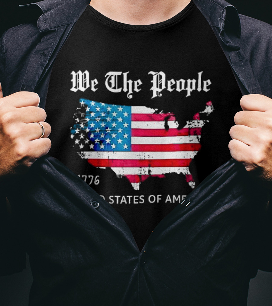 We The People 1776 Distressed USA Map Flag United States Of America T-Shirt