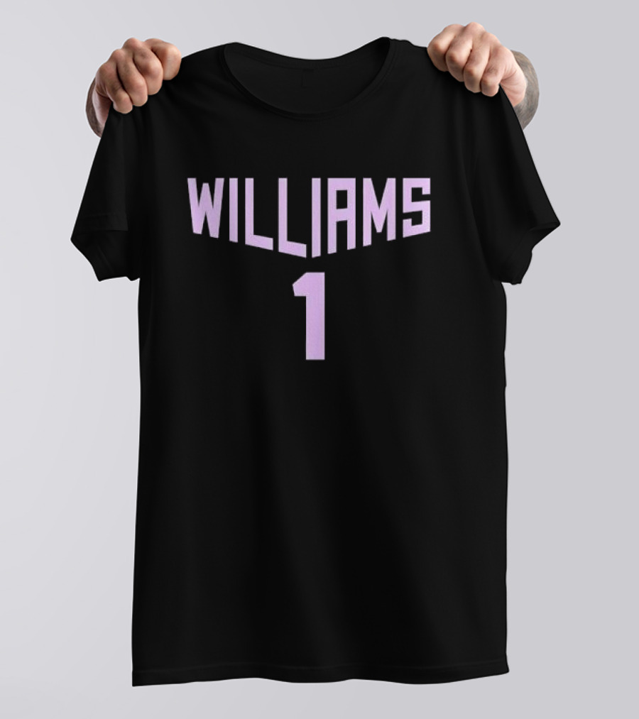 Williams 1 Purple Arched Block Font Jersey T-Shirt
