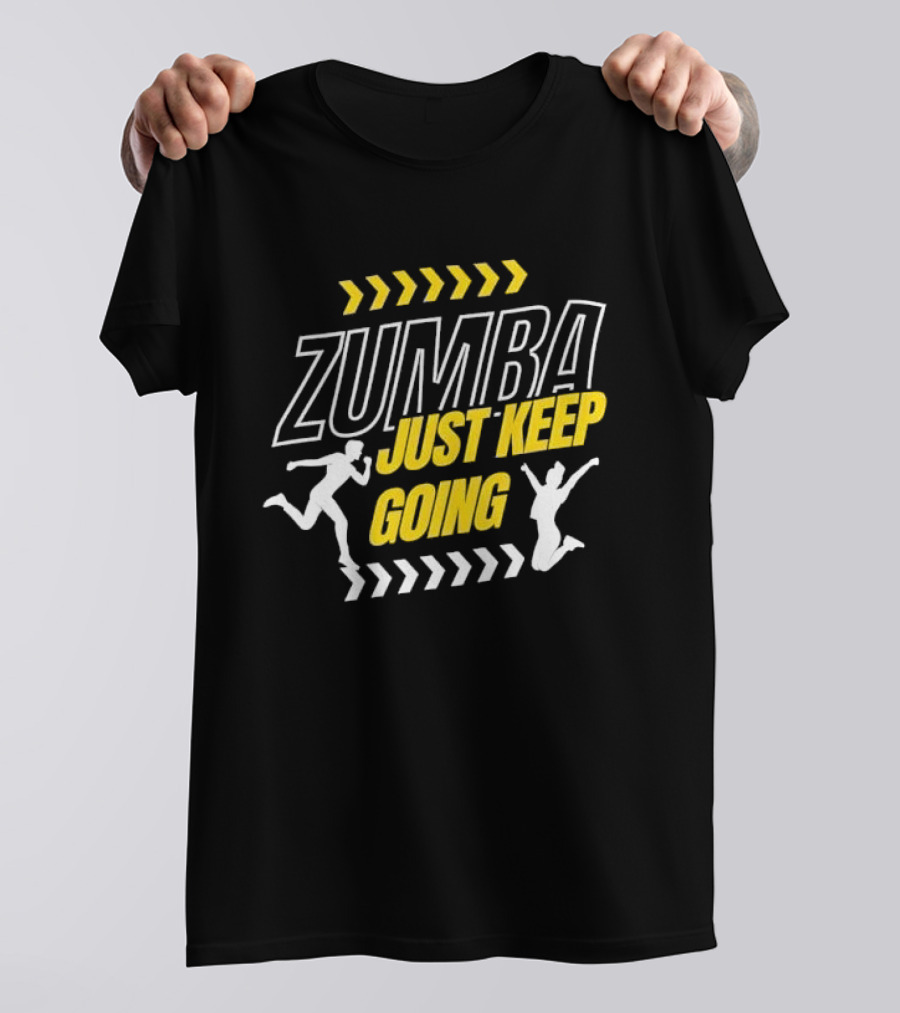Zumba Just Keep Going Fitness Running Jumping Chevron Arrows T-Shirt
