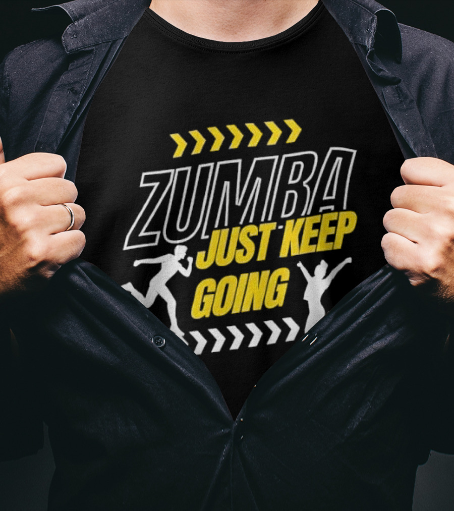 Zumba Just Keep Going Fitness Running Jumping Chevron Arrows T-Shirt