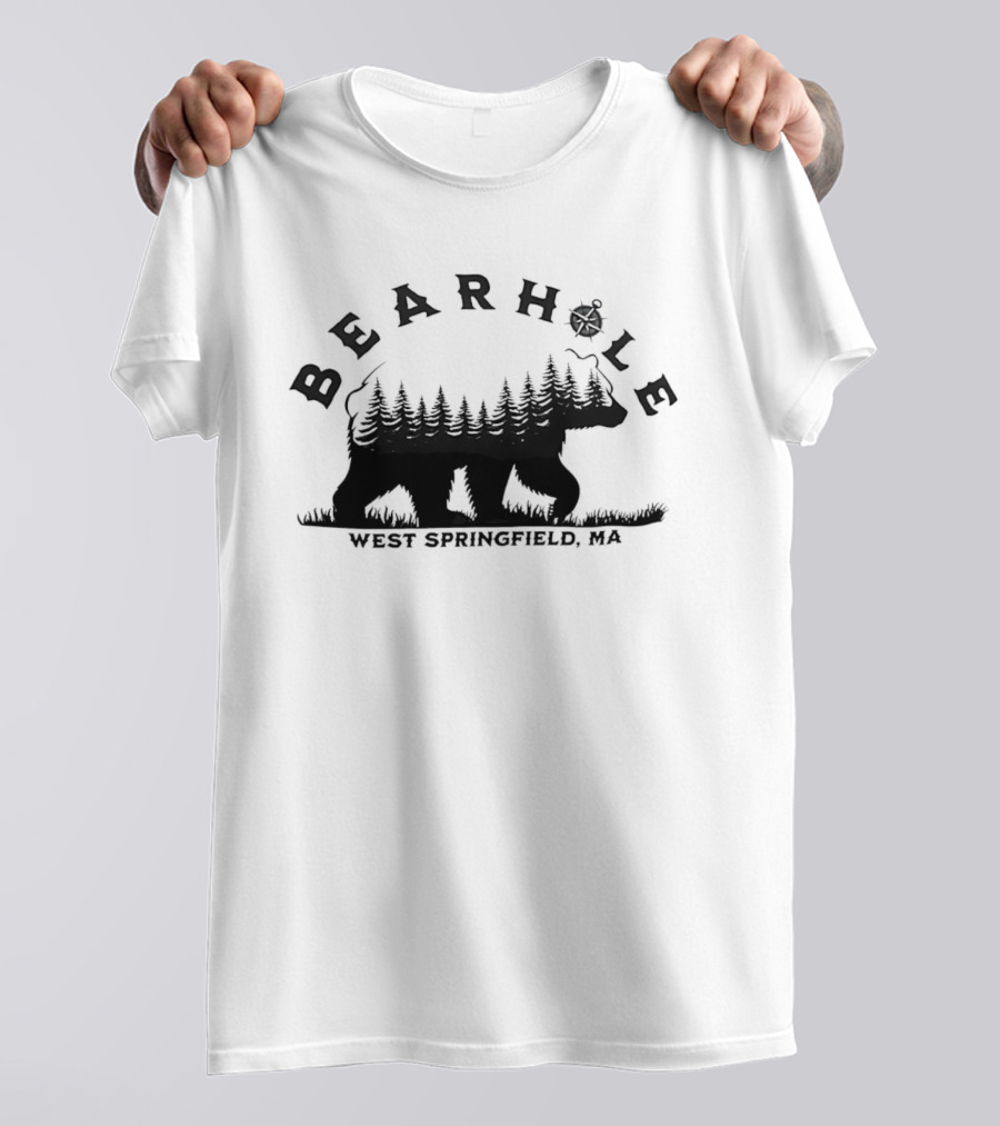 Bearhole West Springfield MA Bear Forest Landscape Compass T-Shirt