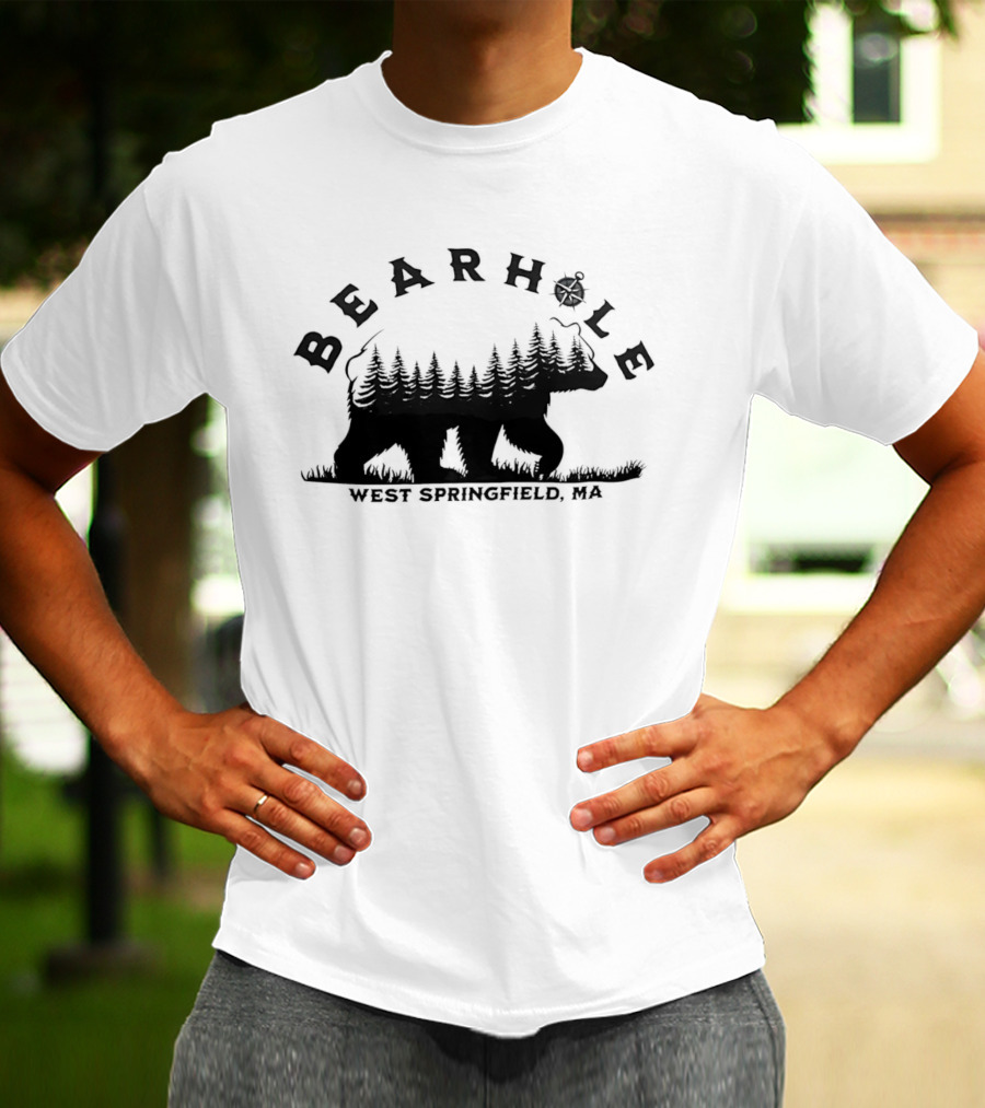 Bearhole West Springfield MA Bear Forest Landscape Compass T-Shirt