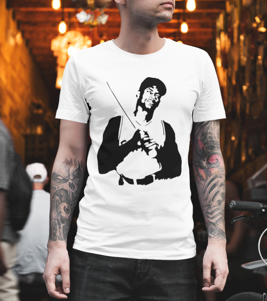 Black And White Stencil Baseball Batter Holding Bat T-Shirt