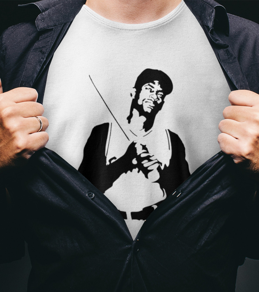 Black And White Stencil Baseball Batter Holding Bat T-Shirt
