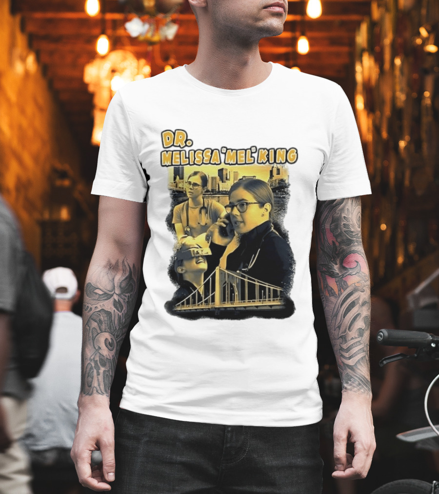 Dr Melissa Mel King Female Doctor Pittsburgh Yellow Bridge Collage T-Shirt