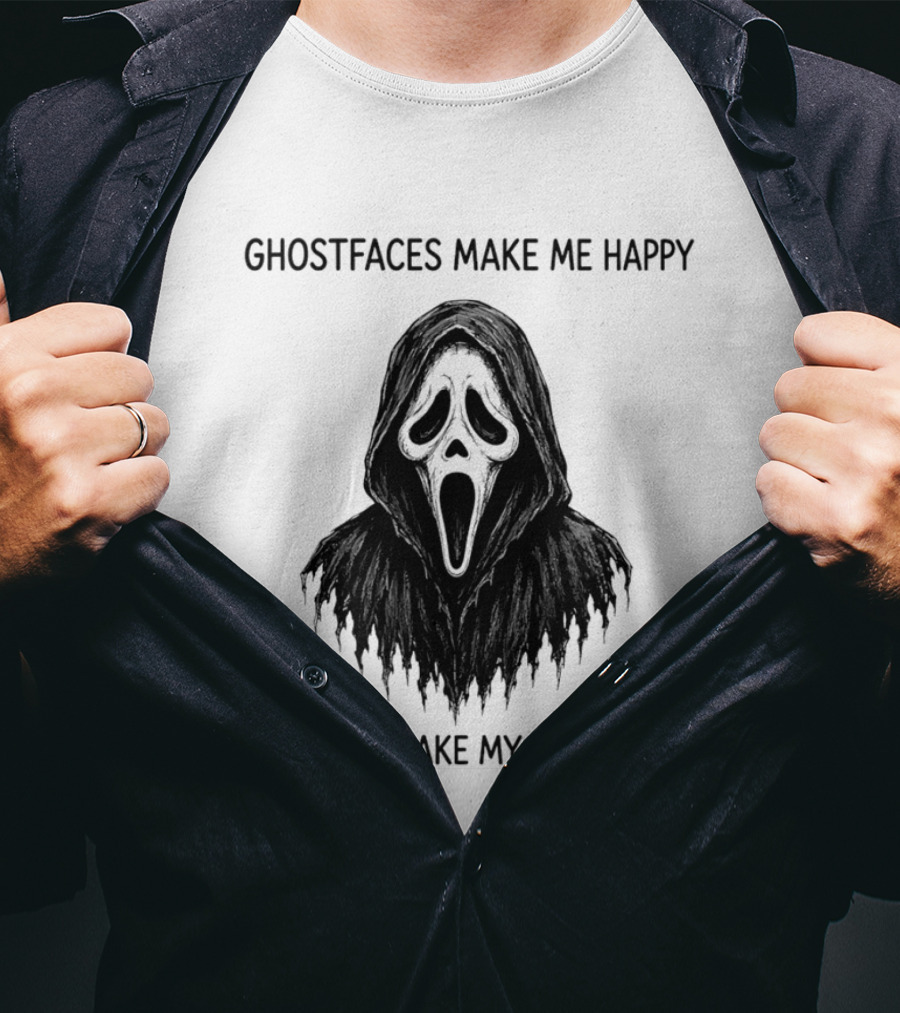 Ghostfaces Make Me Happy Humans Make My Head Hurt Scream T-Shirt