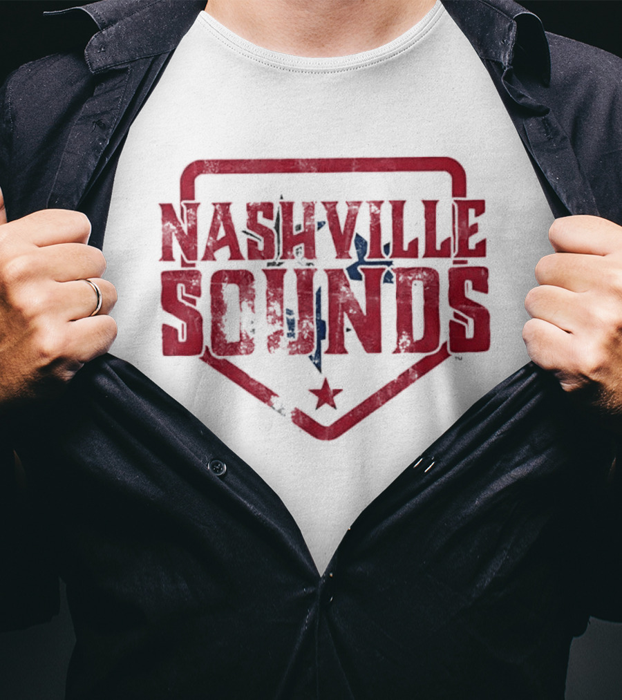 Nashville Sounds Distressed Home Plate Tennessee State Star T-Shirt