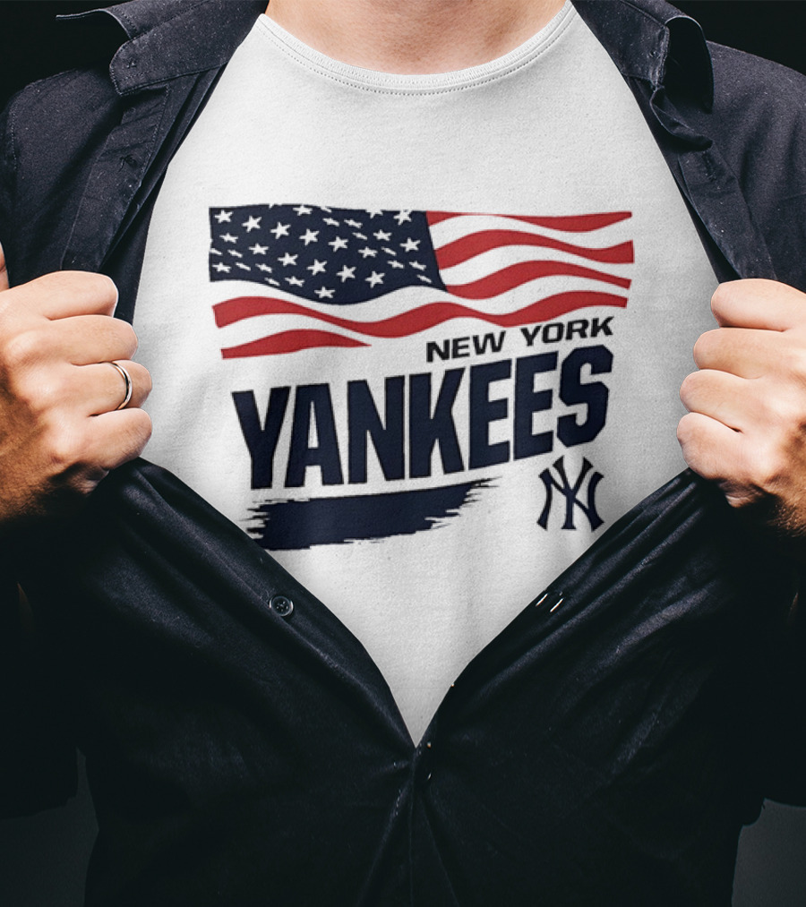 New York Yankees American Flag Brushstroke NY Yankees MLB T-Shirt