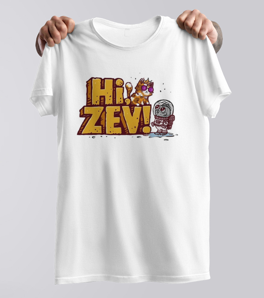 Hi Zev Cartoon Calico Cat Sunglasses Astronaut Creature T-Shirt