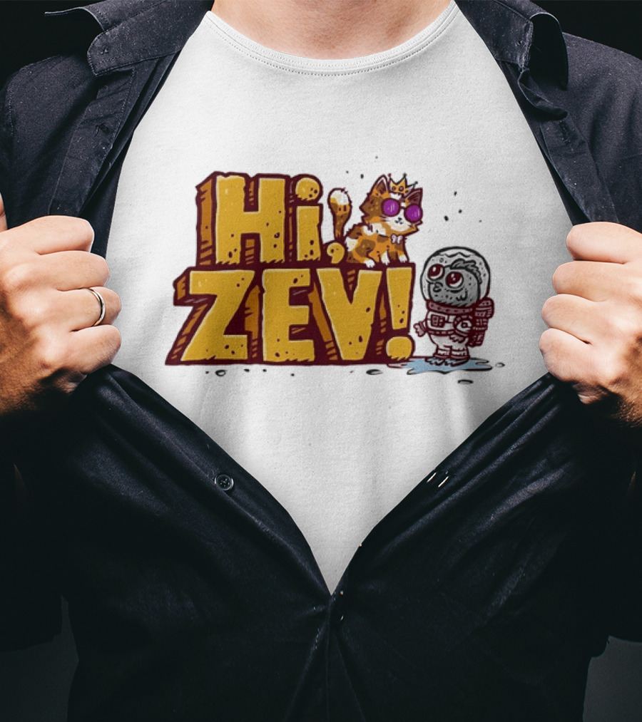 Hi Zev Cartoon Calico Cat Sunglasses Astronaut Creature T-Shirt