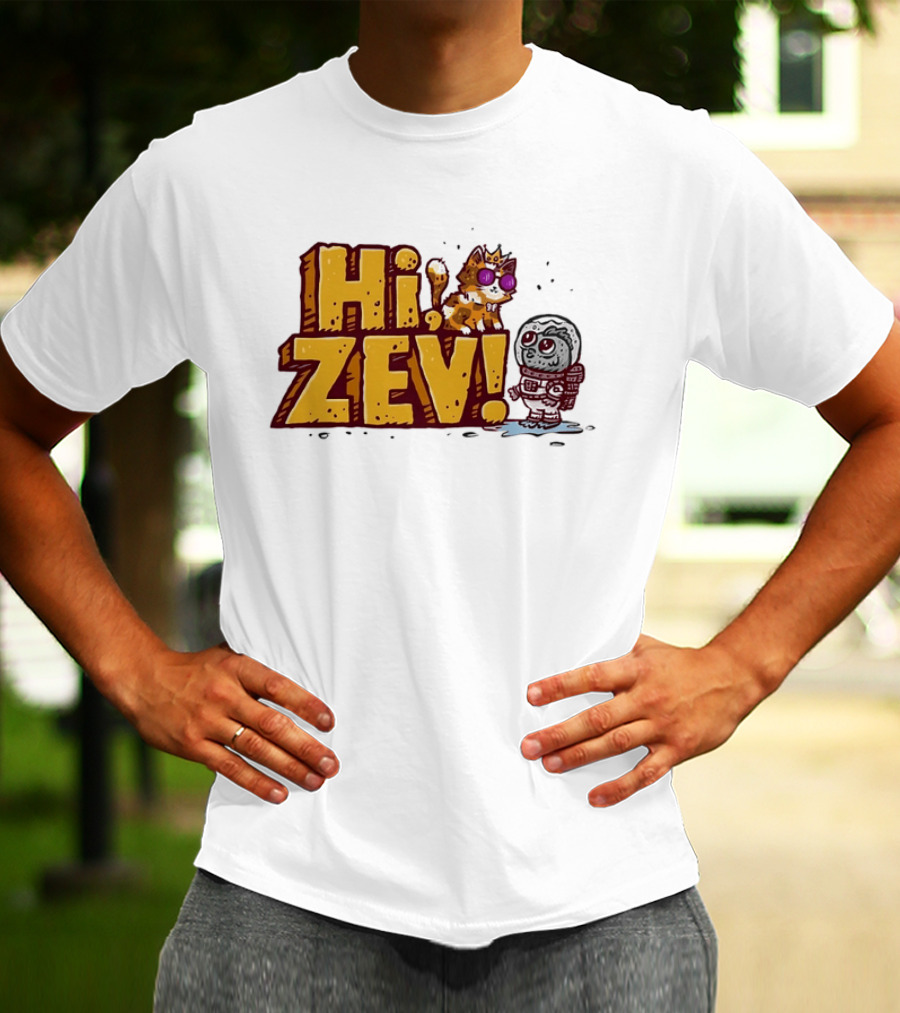 Hi Zev Cartoon Calico Cat Sunglasses Astronaut Creature T-Shirt