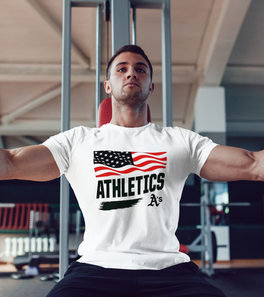 Athletics As American Flag Paint Brushstroke MLB Oakland T-Shirt