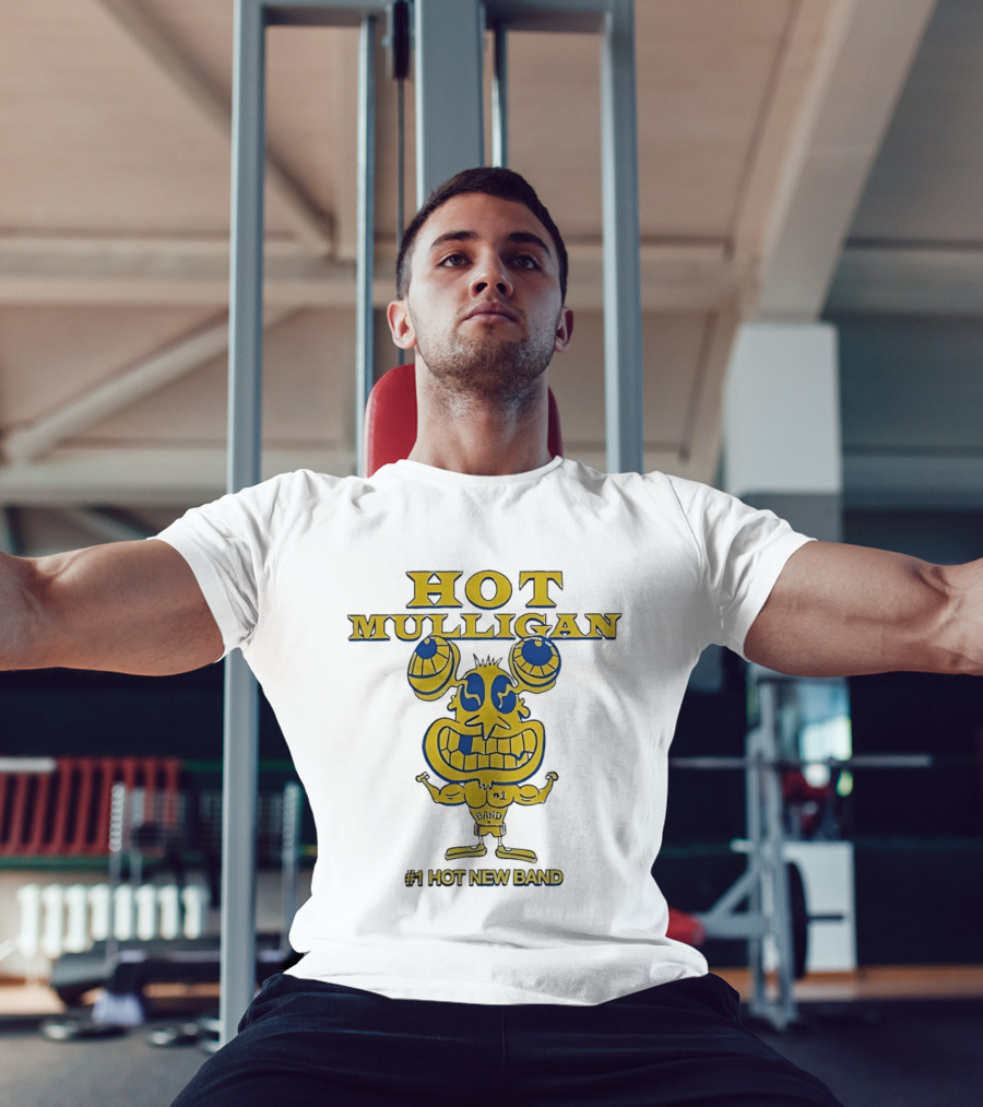 Hot Mulligan New Band Cartoon Flexing Biceps Yellow Version T-Shirt