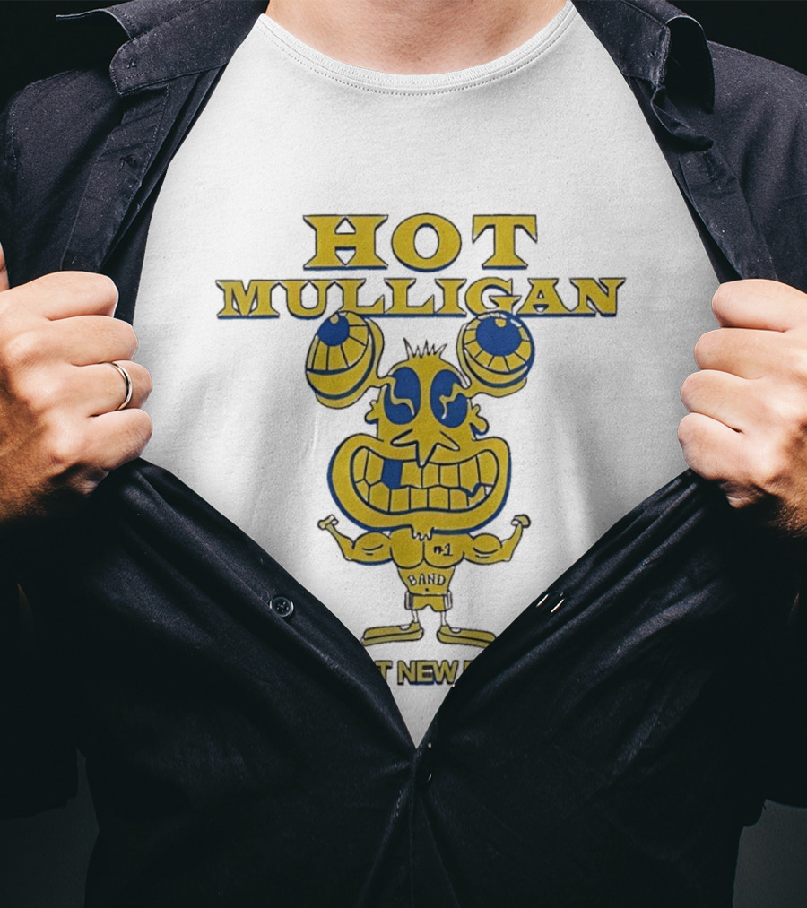 Hot Mulligan New Band Cartoon Flexing Biceps Yellow Version T-Shirt