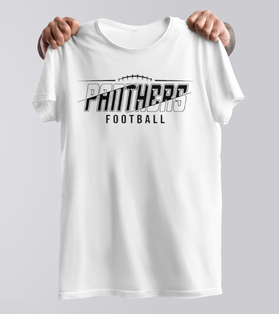 Panthers Football Diagonal Split Line Laces T-Shirt