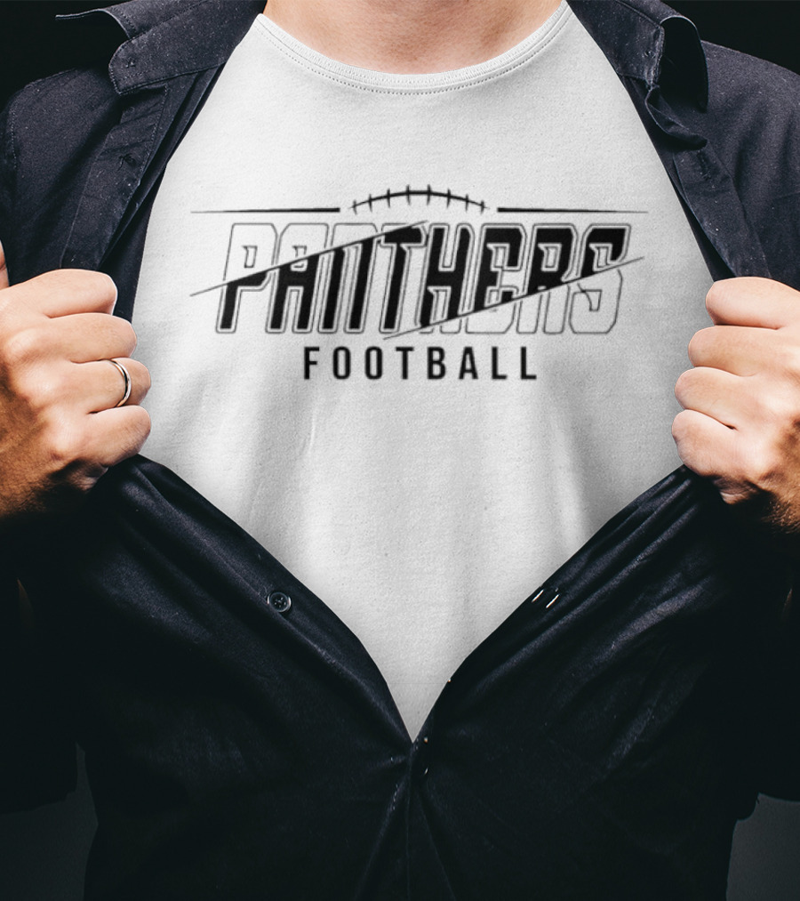 Panthers Football Diagonal Split Line Laces T-Shirt