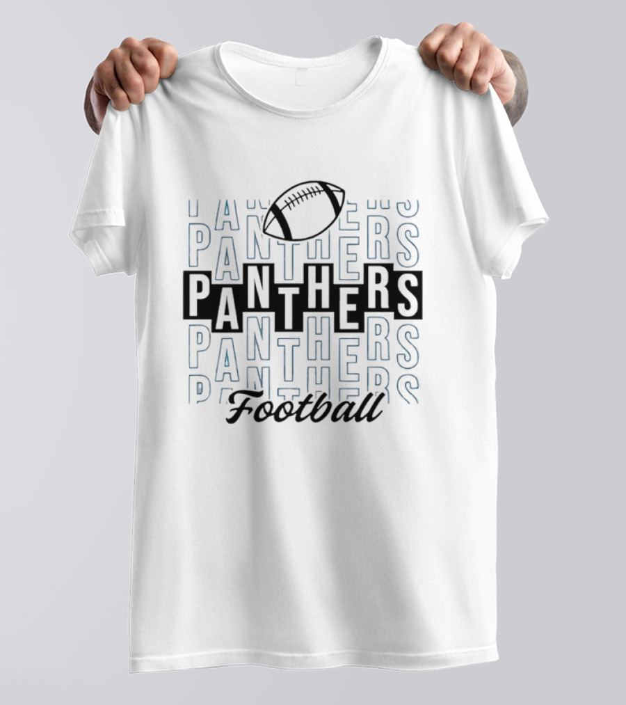 Panthers Football Gridiron Ball Panthers Line Blue T-Shirt