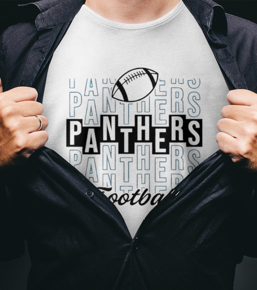 Panthers Football Gridiron Ball Panthers Line Blue T-Shirt