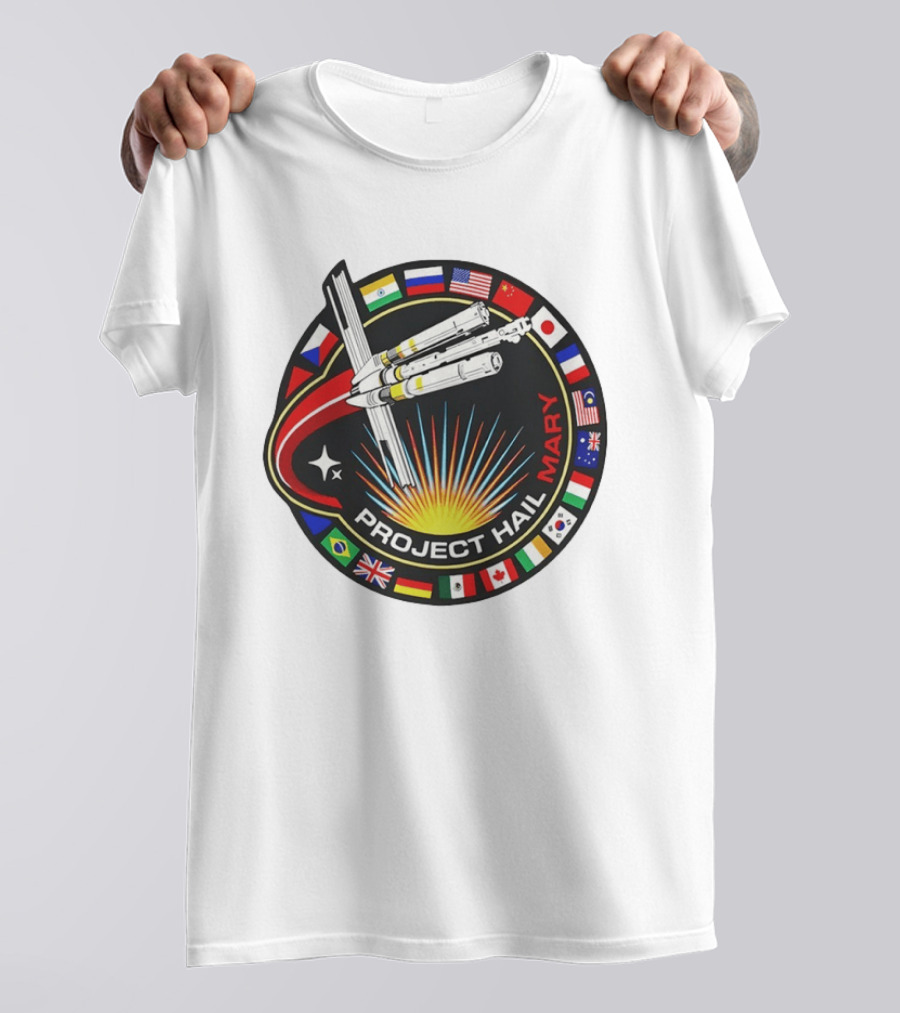 Project Hail Mary Ryland Grace Sci Fi Spacecraft Mission Flags T-Shirt
