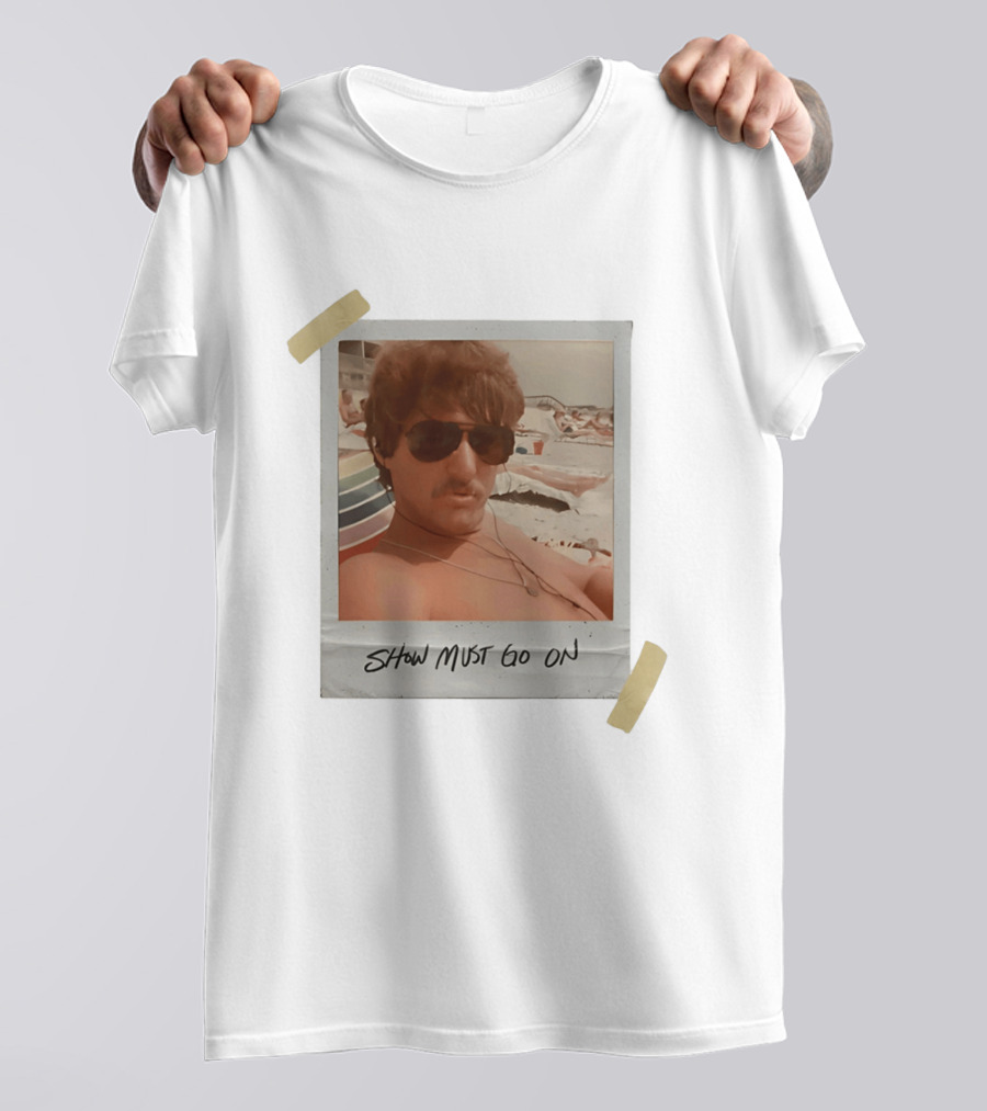 Show Must Go On Man At Beach Retro Style Polaroid T-Shirt