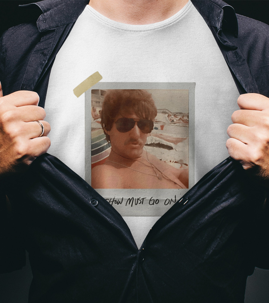 Show Must Go On Man At Beach Retro Style Polaroid T-Shirt